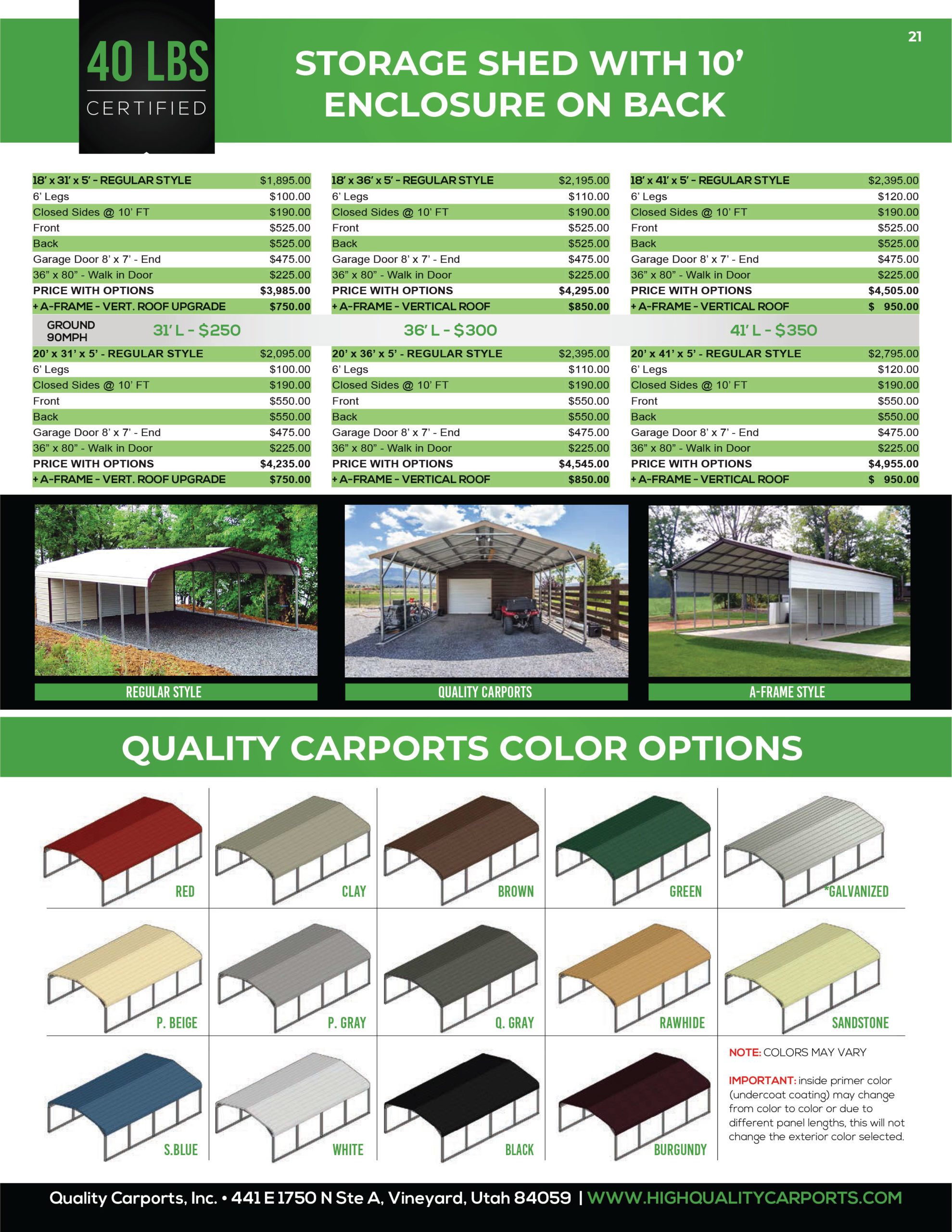 Quality Carports Catalog Quality Carports, Inc